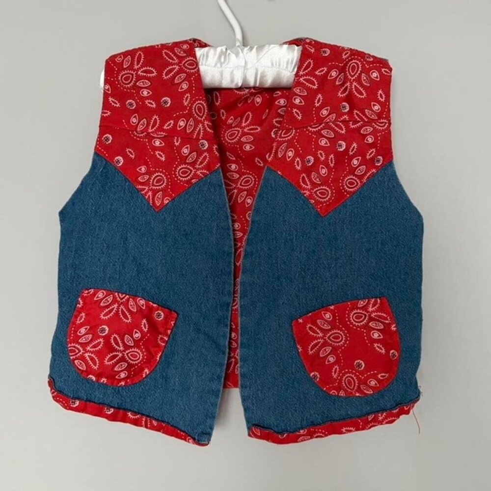 Kids baby western denim badana vest One size